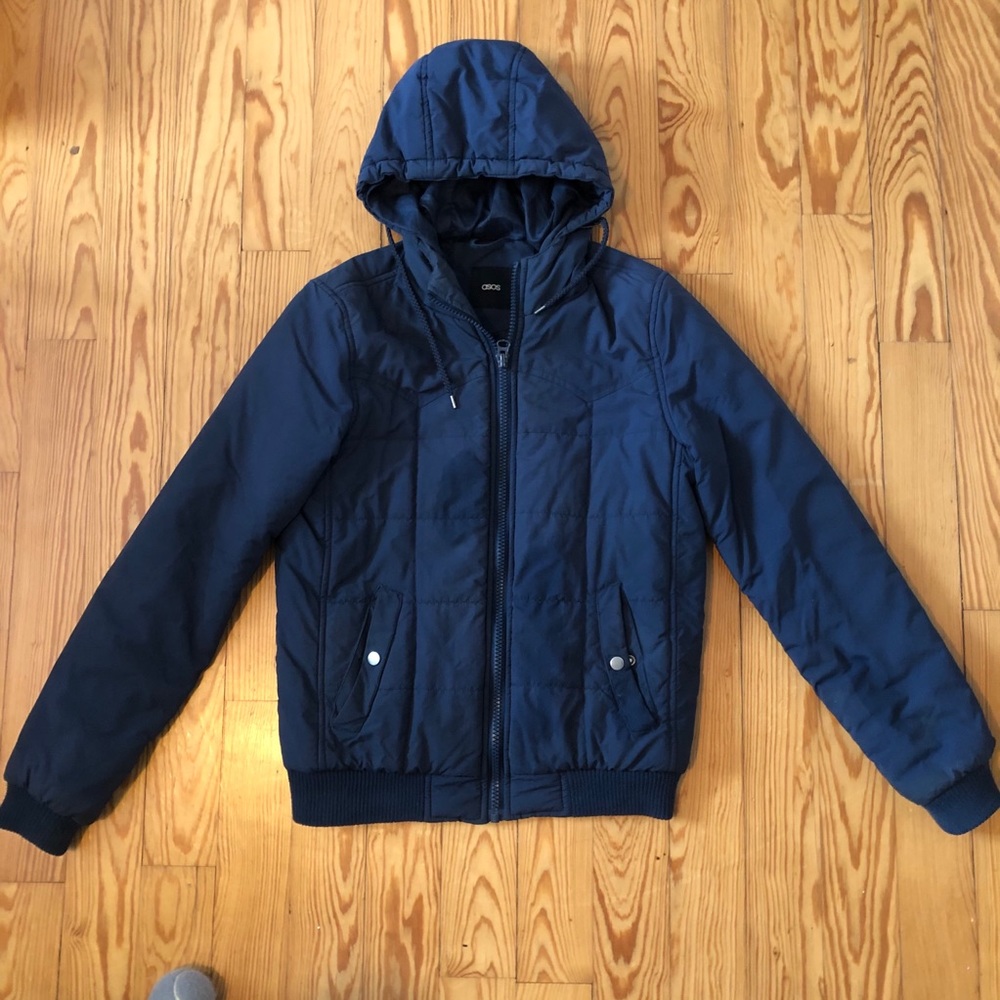 ASOS Puffer Rain Jacket Midnight Blue